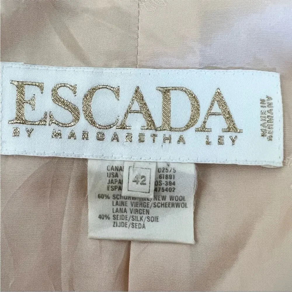 Escada by Margaretha Ley Double Breasted Wool and Silk Blazer Vintage Size 10